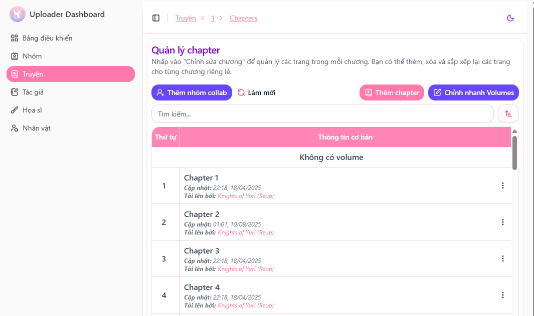Quản lý chapters